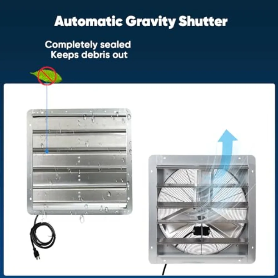 

Exhaust Fan with Controller Power Cord, Automatic Shutter, 4200CFM, Aluminum Cooling Ventilation Fan,High Speed Wall Mounted Fan