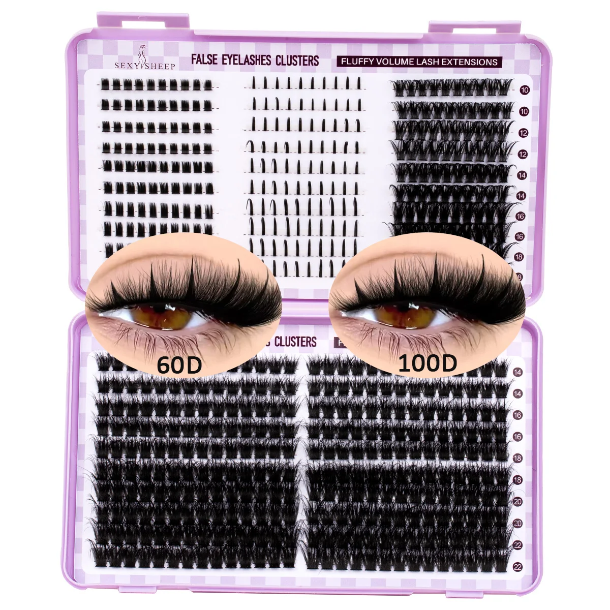 Wimpernbüschel, dicke Volumen-Wimpern, einzelne Wimpernbüschel, flauschige Wimpernverlängerungen, DIY-Wimpern, wiederverwendbar, anfängerfreundlich – Detail 17