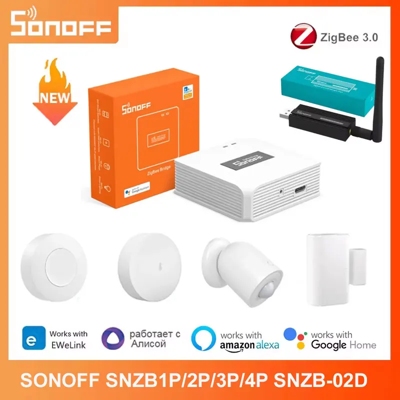 SONOFF SNZB-01P SNZB-02P SNZB-03P SNZB-04P Zigbee Датчик двери, окна, температуры, влажности, датчика присутствия человека, мостовой шлюз