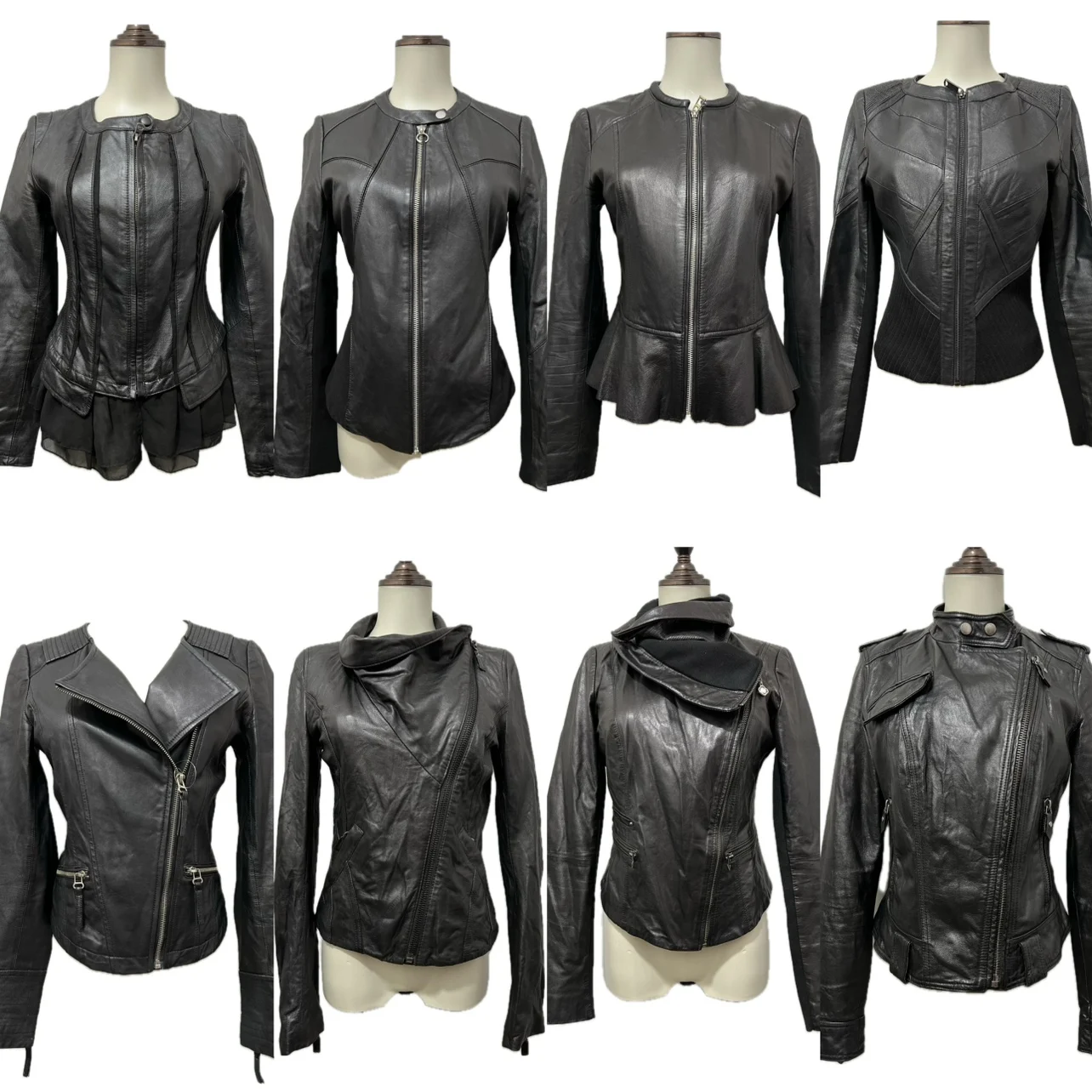 

Vintage eepskin ort Jaet Women's Stand Collar Zipper Leather Coat First Layer eepskin Functional Sle Long Sve