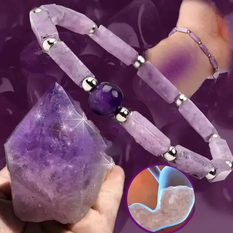 Natural Amethyst Body-purify Slimming Bracelet Stone Energy Bracelets For Women Weight Loss Bracelet Fatigue Relief Healing Yoga