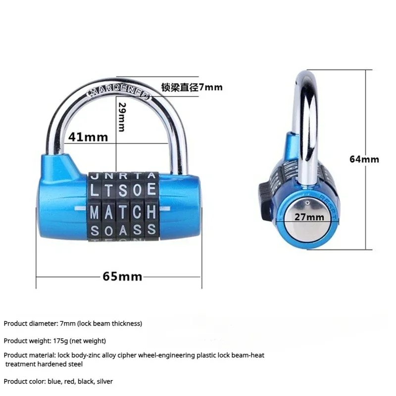 5 Letter Zinc Alloy Combination Padlock Code Password Lock Door Cabinet Drawer Bike Motorcycle Student Locker