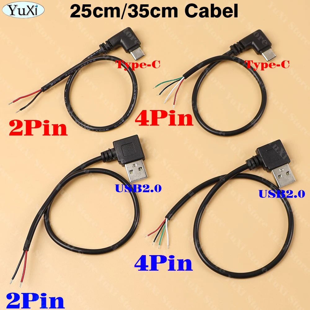 USB 2.0 Type-C Male Elbow Head Cable Plug DIY