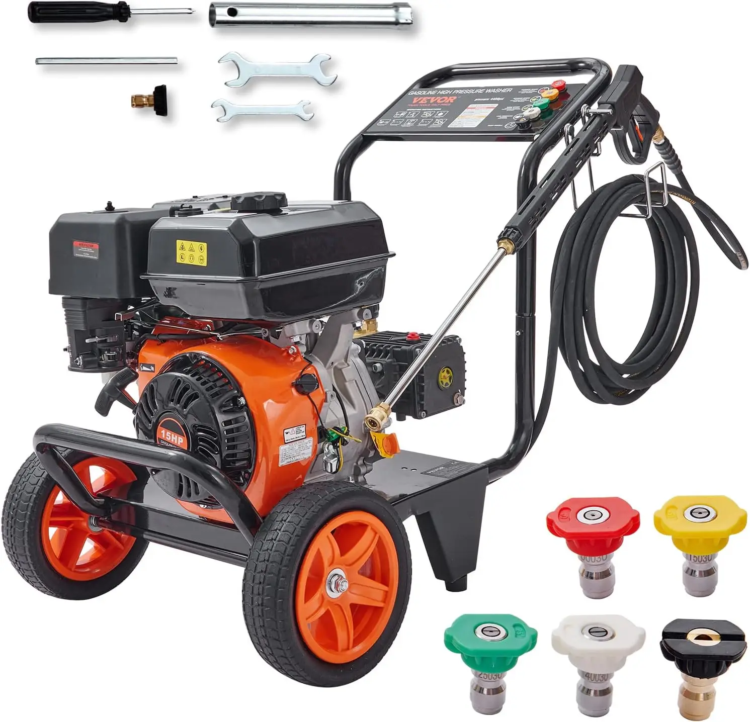 VEVOR Gas Pressure Washer, 4400 PSI 4.0 GPM, Gas Powered Pressure Washer with Copper Pump, Spray Gun and Extension Wand