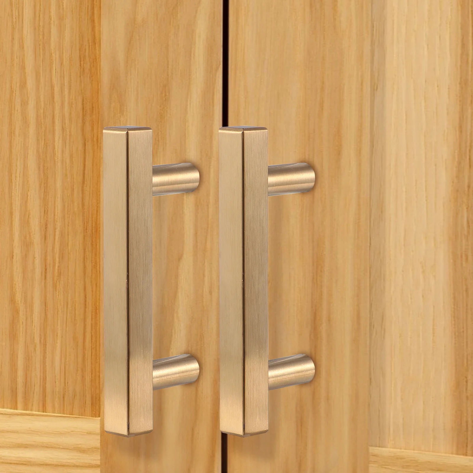 

5 Pcs Golden T-shaped Handle Door Handles Drawer Pulls Cabinet Knobs Stainless Steel