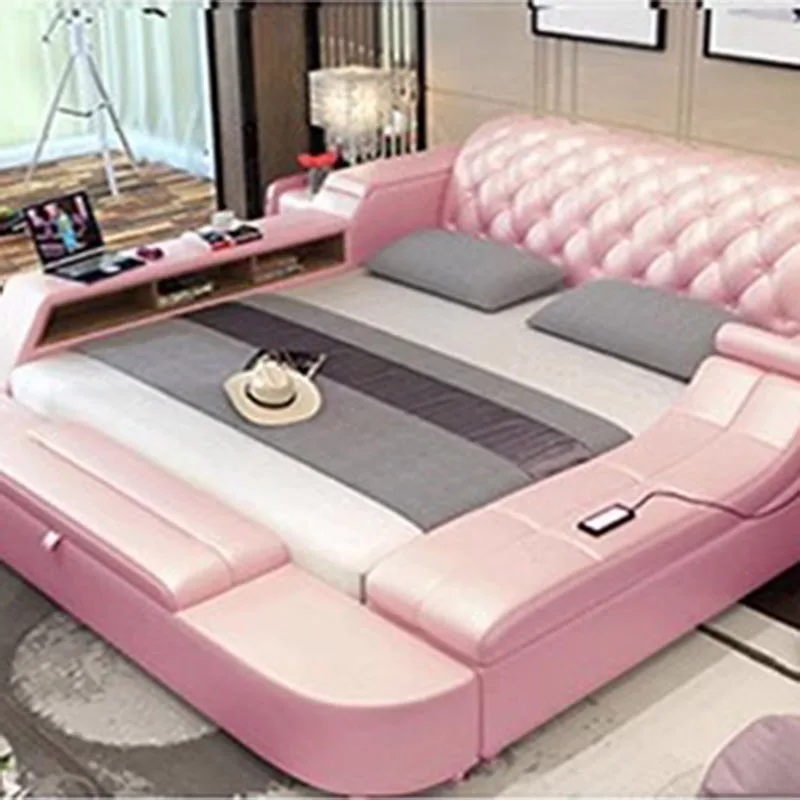 Design Girls Bed Smart Bedroom Double Modern Storage Multifunctional Beauty Bed Sleeping Sex Letto Matrimoniale Hotel Furniture