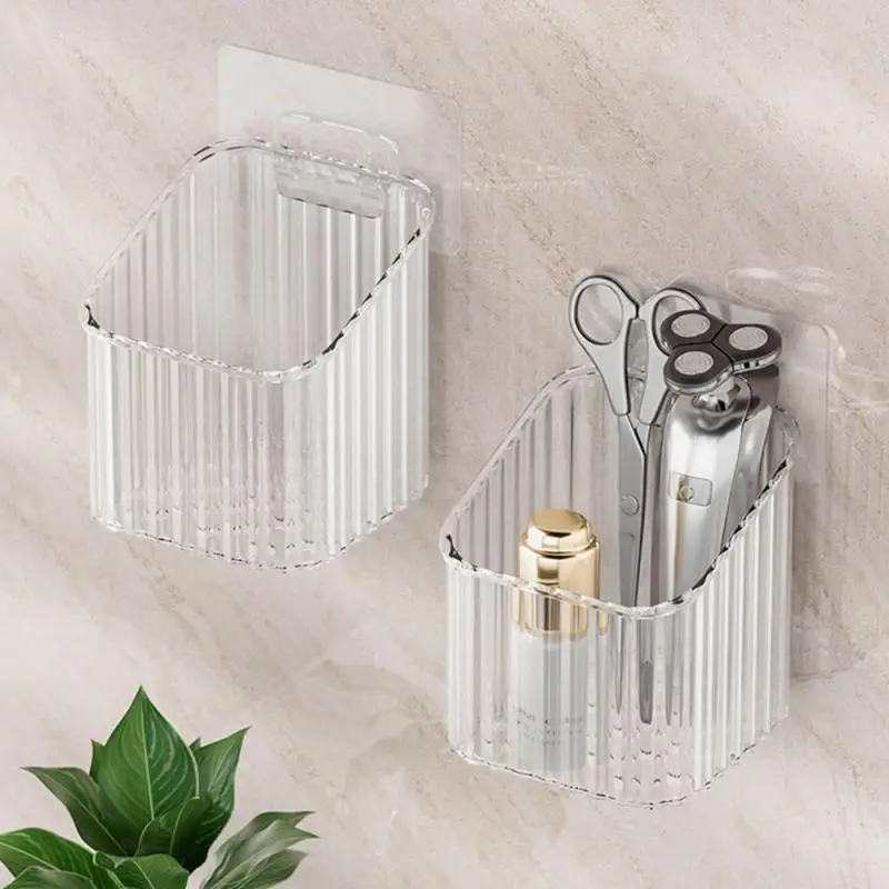 Wall Mounted Toothbrush Holder Bathroom Durable Storage Rack Toothpaste Self-adhesive Floating Cosmetics Organizer Shelves