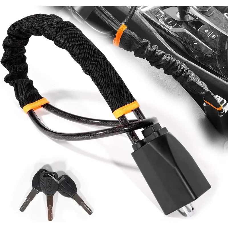 

Universal Anti-theft Device Car Steering Wheel Lock Safety Belt Buckle Lock Steel Cable Lock with Key Retractable Cable Seatbelt