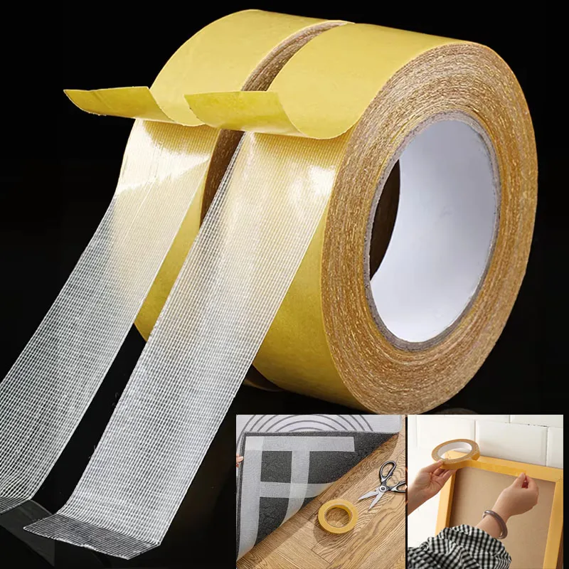 

1-2pcs Fashion Tape Fabric Tape 20M*15-50mm Width Double Sided Cloth Base Tape for Carpet No Residue Translucent Mesh Waterproof