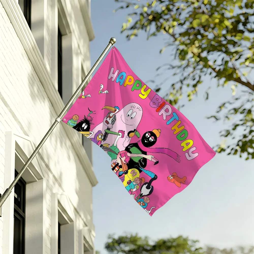 Comic Barbapapa Flag Tapestries For Classroom Dormitory Camping Picnic Party Cheering Home Indoor Outdoor Decor
