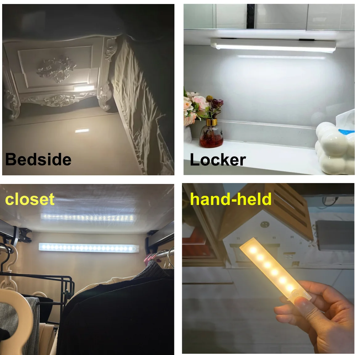 모션 센서 바 라이트 유형 C 충전식 라이트 LED 자기 매력 부엌 침대 옆 옷장 책장에 대한 야간 조명