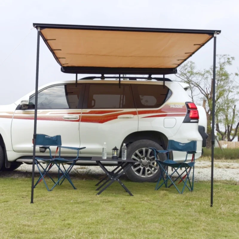 

Wholesale Four-Season Outdoor Sunshade Roof Top Tent Canopy Retractable Camping Car Roof Side Awning Made of Oxford Fabric