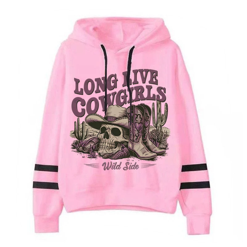 

Women New Hoodies Fashion Pink Cowgirl Printed Graphic Sweatshirts Loose Casual Harajuku Hooded Pullover Hoodies Sportwear Tops