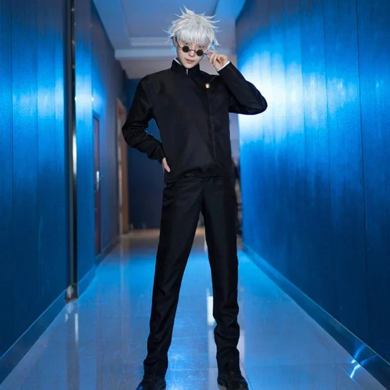 Jujutsu JJK disfraz de Anime Fushiguro Megumi, traje de Cosplay, peluca, gafas de sol, chaqueta, pantalones, uniforme escolar, trajes de Halloween, hombres y mujeres