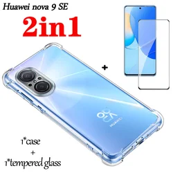 Case for nova 9 se accessories, lamina mica nova9se Phone Cases for Huawei nova9 SE Soft Shockproof Silicone Bumper & Protective glass cristal nova 9SE TPU clear Crystal Flexible Case cover