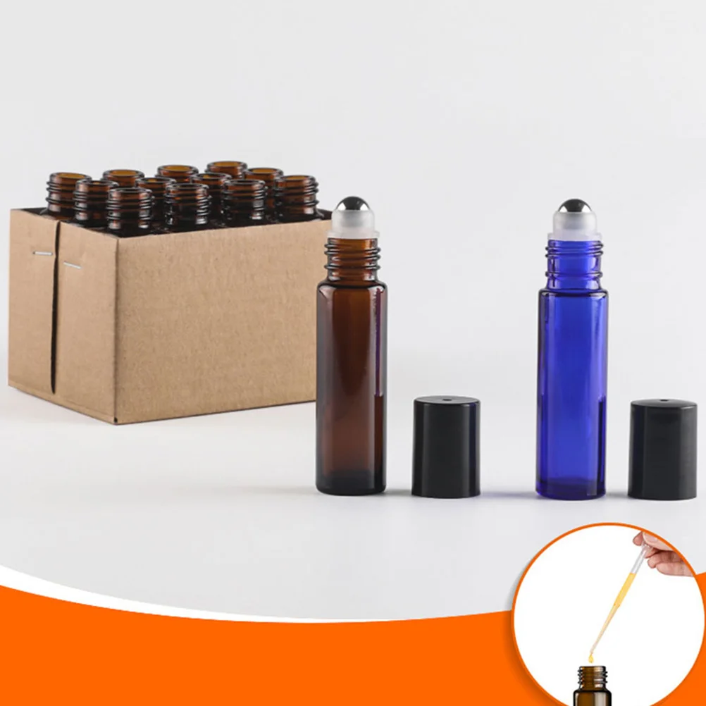

12 Pcs Bottles Glass Essential Oil Subpackaging Refillable Cosmetics Container Fine Travel Leekproof Storage