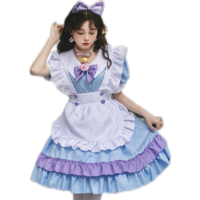 

Festival Party Costume Japanese Anime Apron Dress Suit Maid Cosplay Attire Colorful Sweet Girlish Style Lolita Outfit for Women