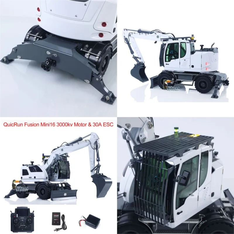 1/14 RC Hydraulic Excavator LR914 8CH Valves 4x4 RTR Wheeled Digger Differential Lock Hobbywing Brushless Motor ESC Sound System