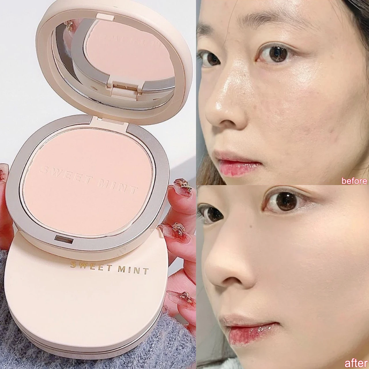 Waterproof Pressed Powder Transparent White Brighten Oil Control Concealer Lasting Natural Face Makeup Setting Powder Cosmetic