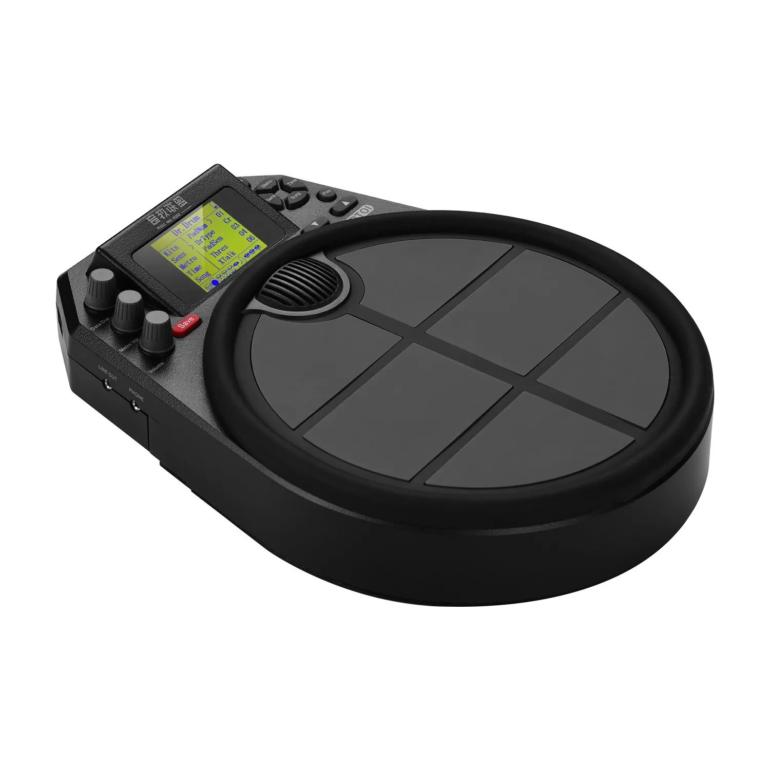 

Portable Electronic Drum Percussion Drum Practice Pad 15 Drum Kit Sounds 59 Demo Metronome Timer Function LCD Display with 2 Foo