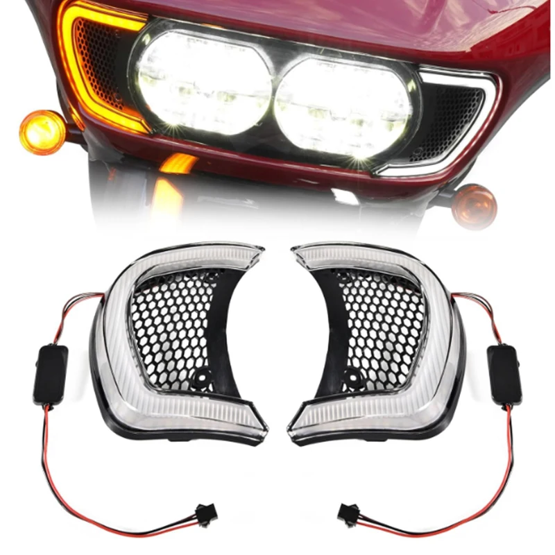 

Harley Touring Road Glides 15-UP 2023 2022 2021 2020 Motorcycle Tracer Headlight Vent LED Accent Lights Run Signal Indicator