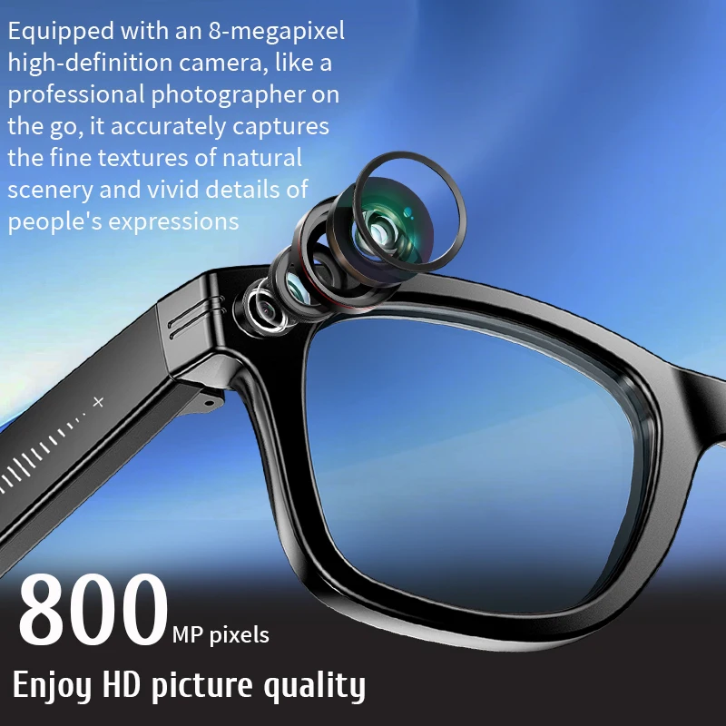 LIGE New 800W Pixels Smart Glasses Recording Videos 1080P HD Photo Answer Translation Waterproof Bluetooth Call Smart Sunglasses