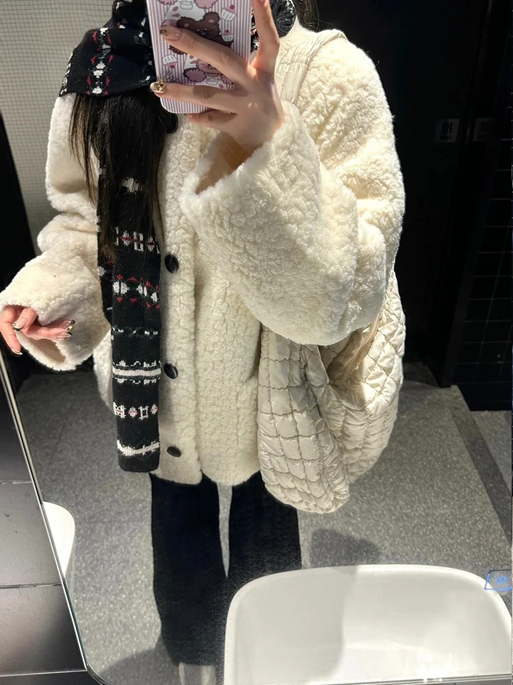 

Lamb Fur Jaet Women's Thiened Warmth Spring Early Korean Sle Small Fraance Sle ort Outerwear Polyester Fiber