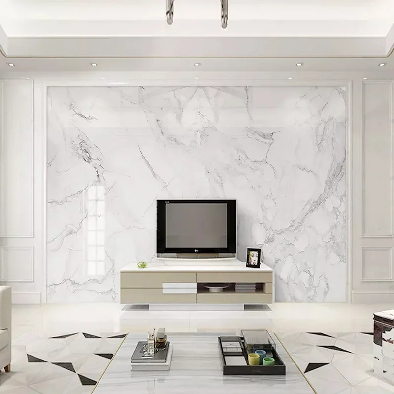 Photo Wallpaper Modern Simple White Marble Texture Murals Living Room TV Sofa Bedroom Background Wall Decor Luxury Wallpaper 3 D