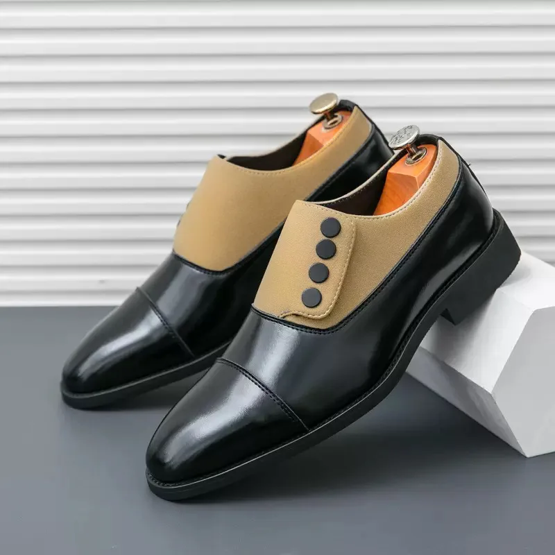 

High Quality Brand Man Sneakers Office Men Business Shoe Luxurious Banquet Dad Pointed Toe Shoes Wedding Brown Men Leather Shoes
