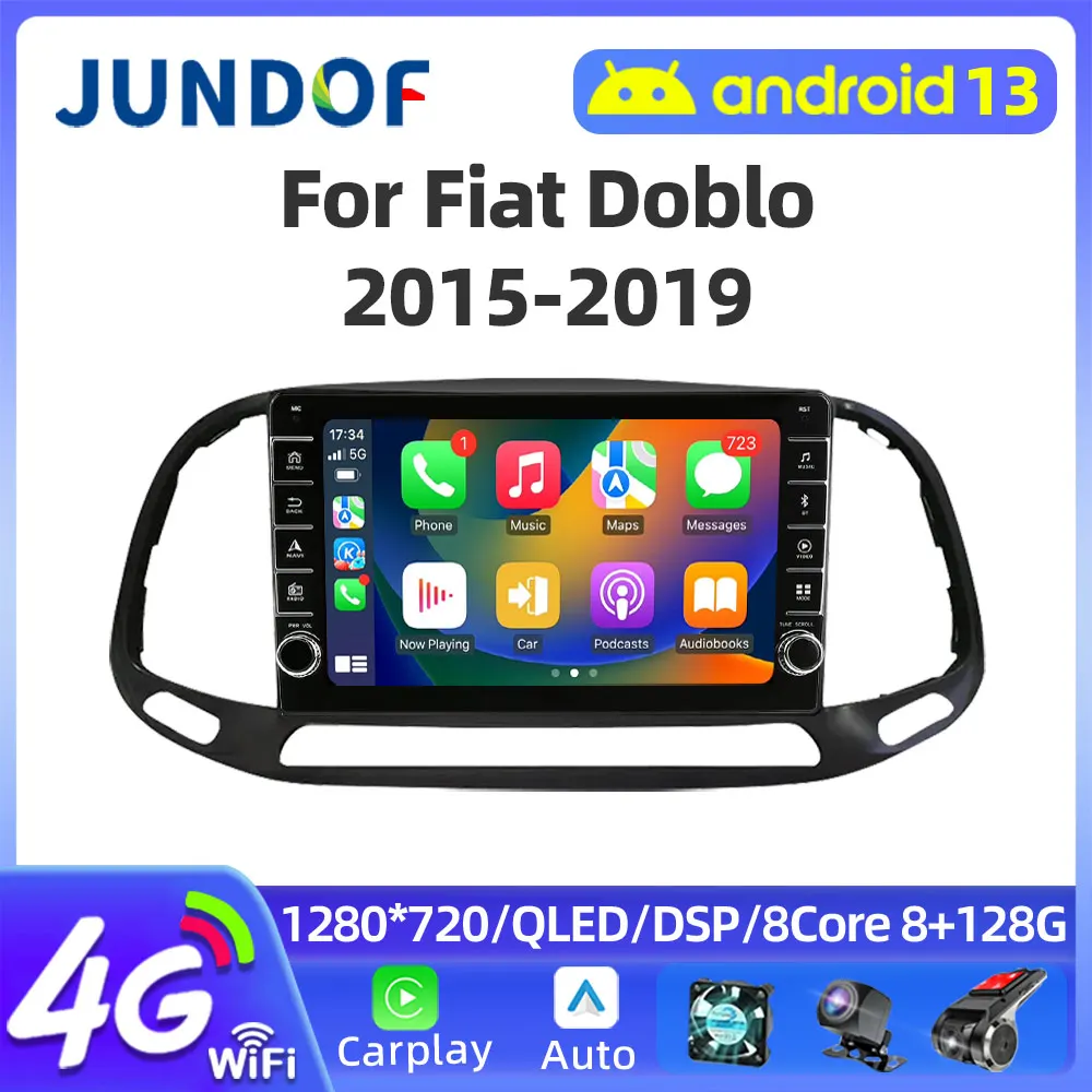 

2din Android Autoradio Carplay For Fiat Doblo 2015-2019 Multimedia Video player GPS navigation Stereo Audio 4G WIFI Head Unit