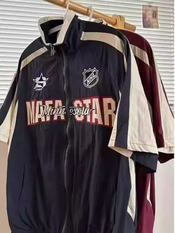 

Большой размер, американская пара, модный бренд oulder Insertion ort Sve, воротник-стойка на молнии, мужские и женские летние забавные...