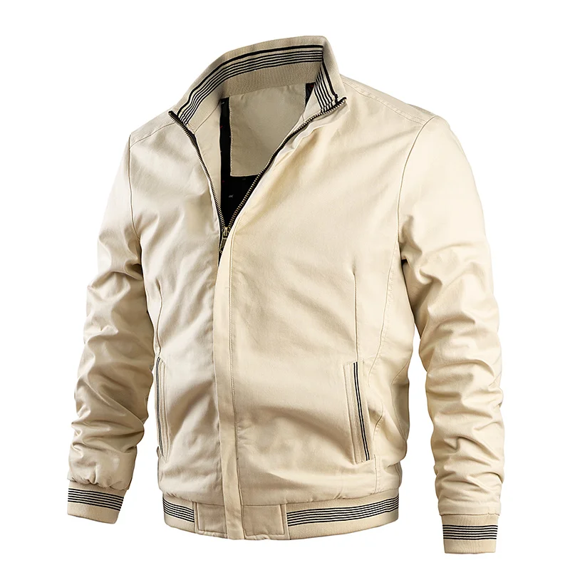 

Men's fall/winter jacket with water-washed and fitted design, stand-up collar clothing