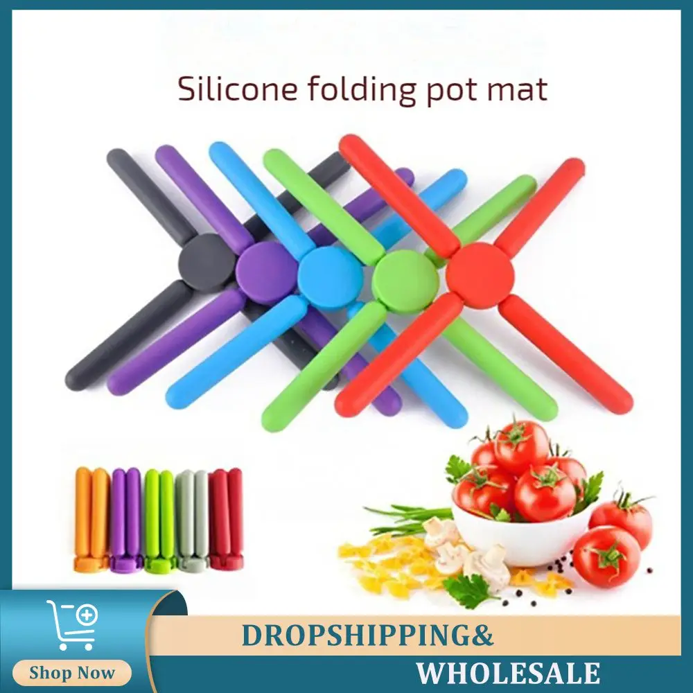 2pcs Kitchen Foldable Cross Silicone Trivets, Expandable Holder Collapsible And Non-Slip For Cooking Pots And Pans Table Mat