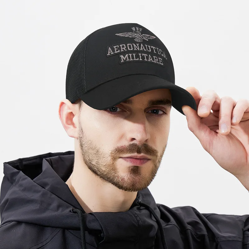 Four Season High Top Aeronautica Militare Cap Mesh Breathable Peaked Cap Large Head Circumference Snapback Hat 55-60cm 60-65cm