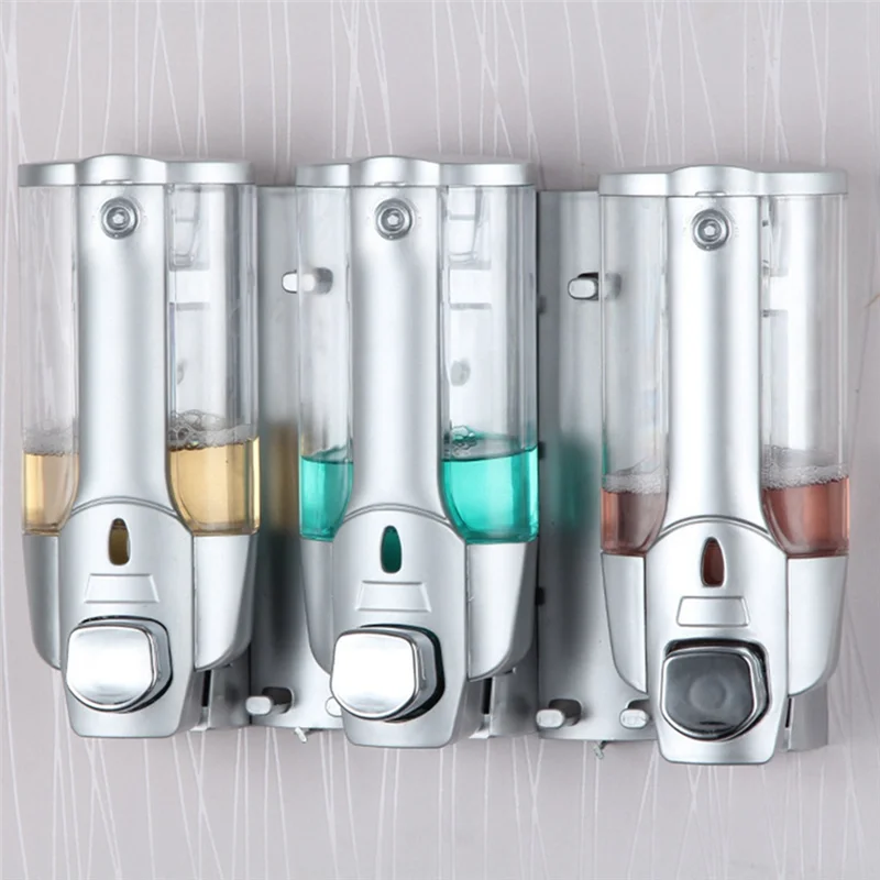 موزع الصابون الكلاسيكي المثبت على الحائط ABS موزع الصابون موزع الصابون اليدوي ثلاثة رئيس موزع الصابون فندق فندق المنزلية