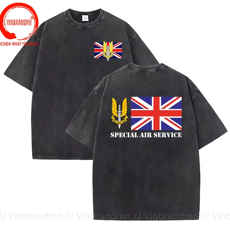 Vintage Washed Cotton T Shirt UK Military SAS Special Air Service Army Gift T-Shirt Casual Tee Shirt Fashion Plus Size T-Shirts