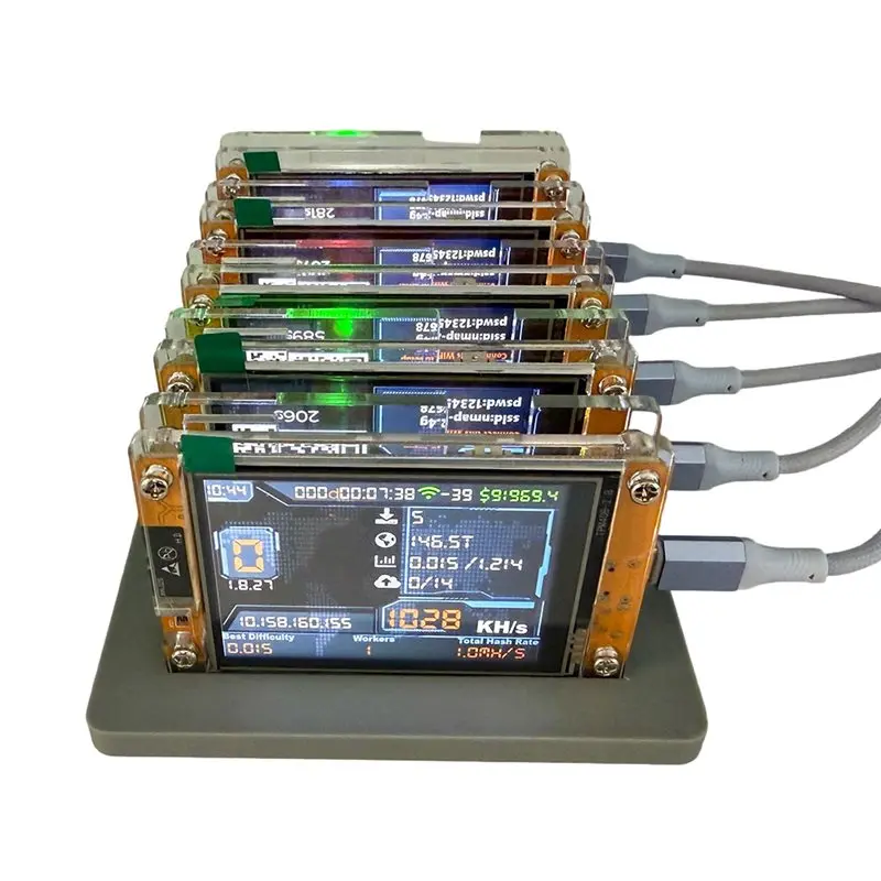Upgraded Harshrate Home BTC 5X 1030KH/S Nmminer Nerdminer+ 5 Slots Base Bitcoin Crypto Solo Miner 2.8