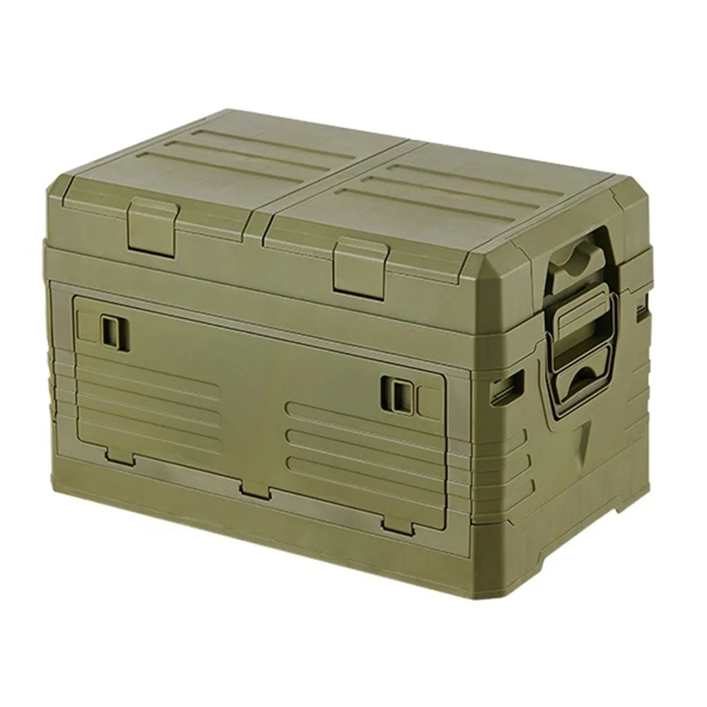 

Portable Outdoor Sundries Storage Box Plastic/Wooden Lid Large Capacity Foldable Trunk Organizer Waterproof Collapsible