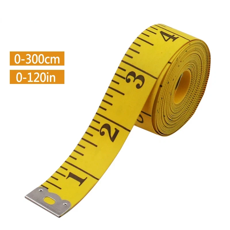 Soft Tape Measure 3m Yellow 300cm PVC Fiber Sewing Tailor Measuring Ruler Height Measuring Tailor 120 Inch Convenient Soft Ruler