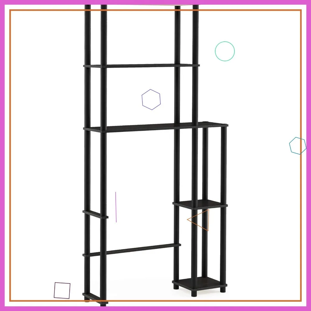 

5-Shelf Over Toilet Storage Rack, Bathroom Organizer Space Saver with Tool-Free Assembly, Espresso/Black