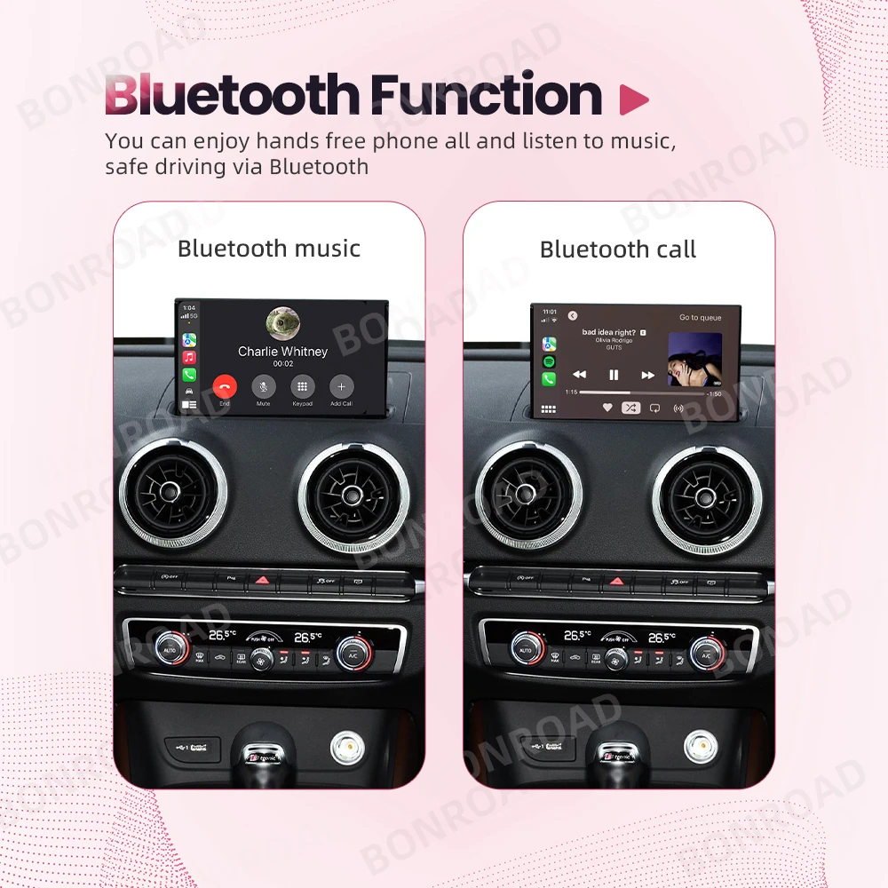 BONROAD-محول سيارة لاسلكي أندرويد ، وصلة هوائي بالمرآة ، بلوتوث بنظام تحديد المواقع والملاحة ، أودي A3 8V ، من-من #4