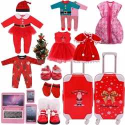 Doll Clothes Red Christmas Suit Baby Girl's Accessories for 18 inch American Doll & 43 Cm Baby Dolls Mini Christmas Tree Toys