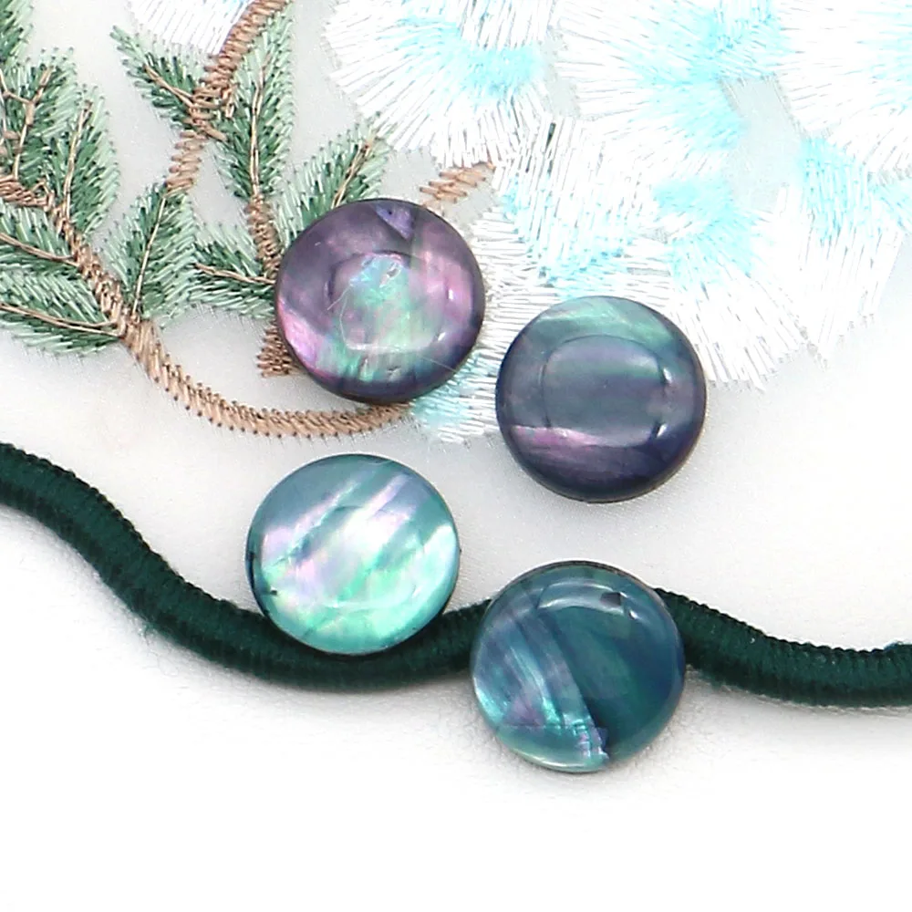 Abalone Shell Iridescent Blue-purple Round Ring Face Patches Black-backed Non-porous Loose Beads 14x14mm DIY Jewelry Accessories