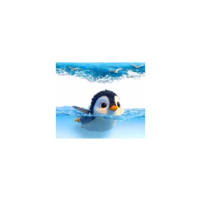 Self-adhesive Waterproof Bathroom Cute Decoration Lid Tank Seat Wall Sticker Home Decor Swimming Little Penguin Toilet Sticker