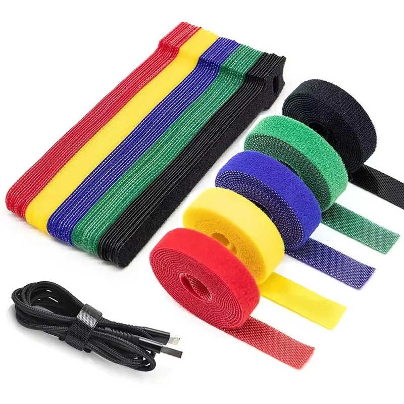 50Pcs Cable Ties Multipurpose Fastener Tape Reusable Hook Loop Strips USB Organizer Cord Protector Wire Management Accessories