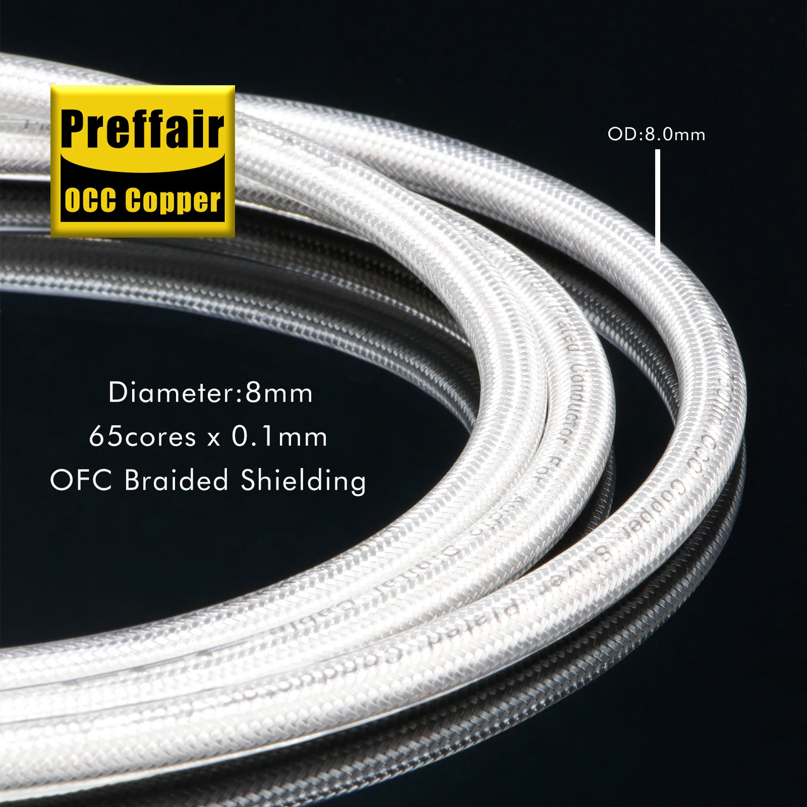 Preffair 75 Ohm digitales koaxiales Audio-RCA-Verbindungskabel mit vergoldetem RCA-Stecker und OCC versilbertem Leiter-X414R1719 – Detail 1