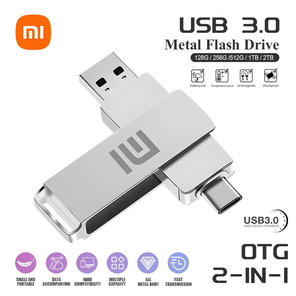 الأصلي XIAOMI 16 تيرا بايت USB3.2 محركات أقراص فلاش U القرص عالية السرعة المعادن بندريف مقاوم للماء نوع-C ميموريا USB عصا محركات أقراص USB 8 تيرا بايت 2 تيرا بايت