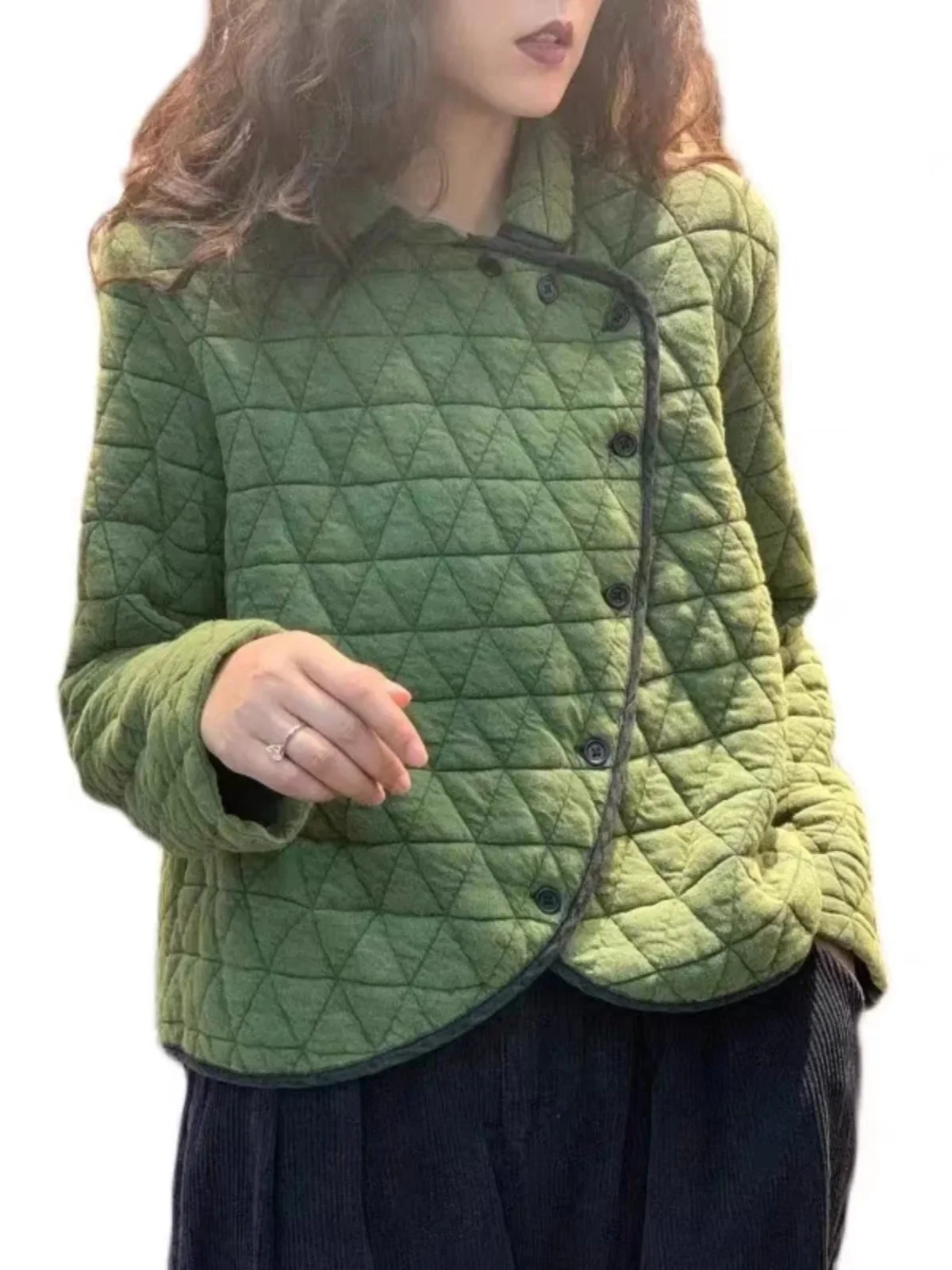 سترة قطنية مبطنة أنيقة للنساء، معطف قصير فضفاض للخريف والشتاء، مقاس كبير، عصري وغير رسمي، خفيف الوزن ودافئ