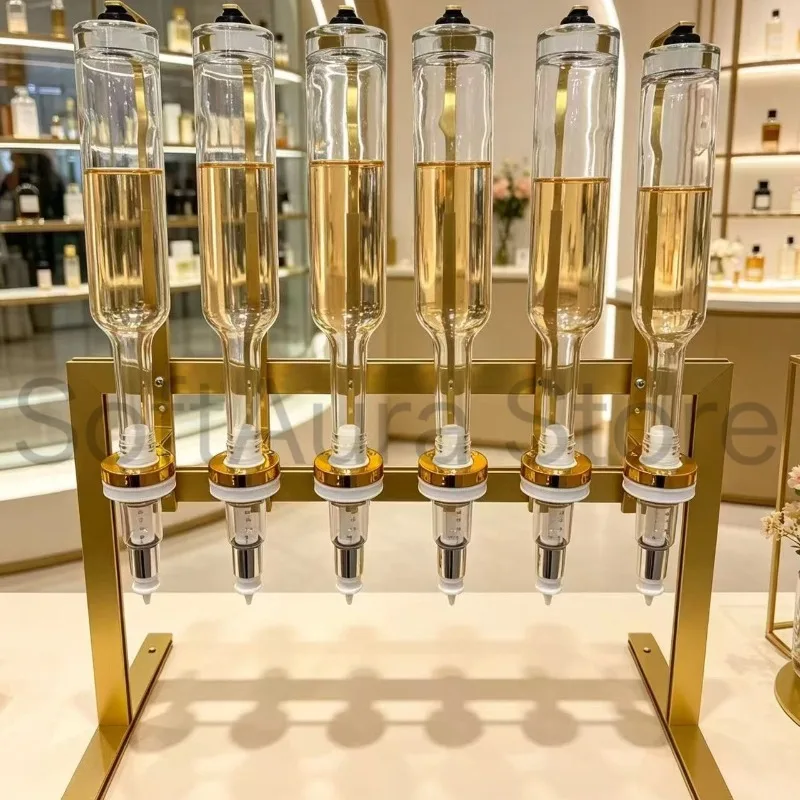 Golden 6‑Pack Multipurpose Liquid Dispenser Bottle Liquor Perfume Essential Oil Vessel Wedding Bar Tabletop Decoration