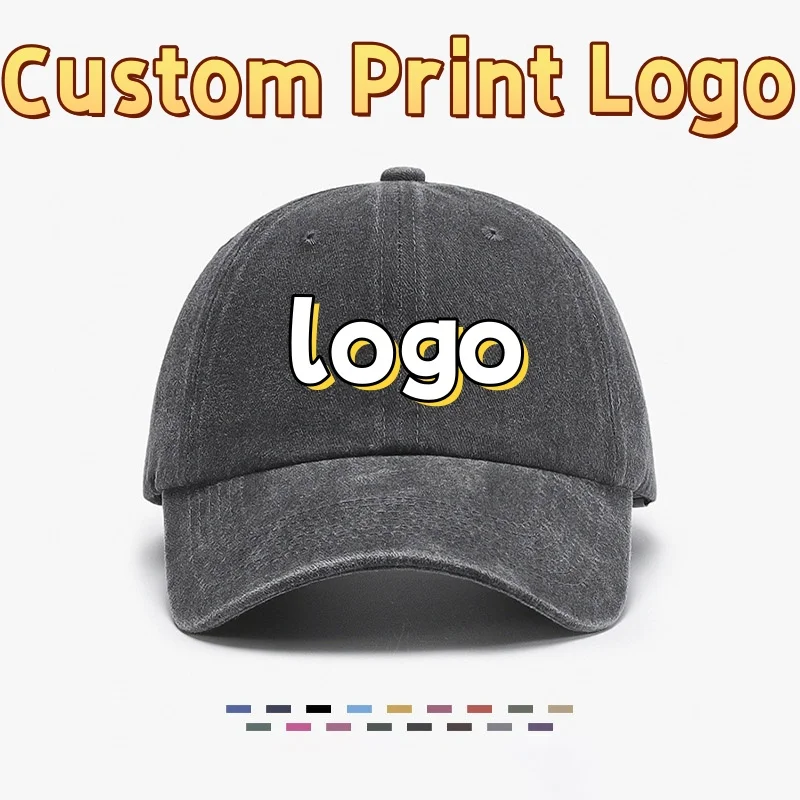 Customized Printed Logo Women Artistic Retro Soft Top Versatile Duck Tongue Caps Men Outdoor Sports Washed Cotton Baseball Hats
